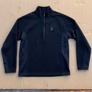 Spyder half zip ski sweater, contrast rib panels, medium weight knit